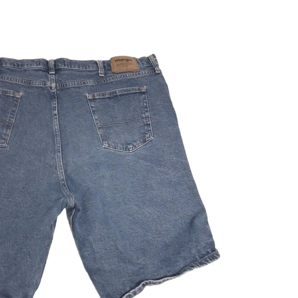 Sz 46 Wrangler Authentics Blue Denim Shorts Mens Raw Hem Heavyweight Cotton